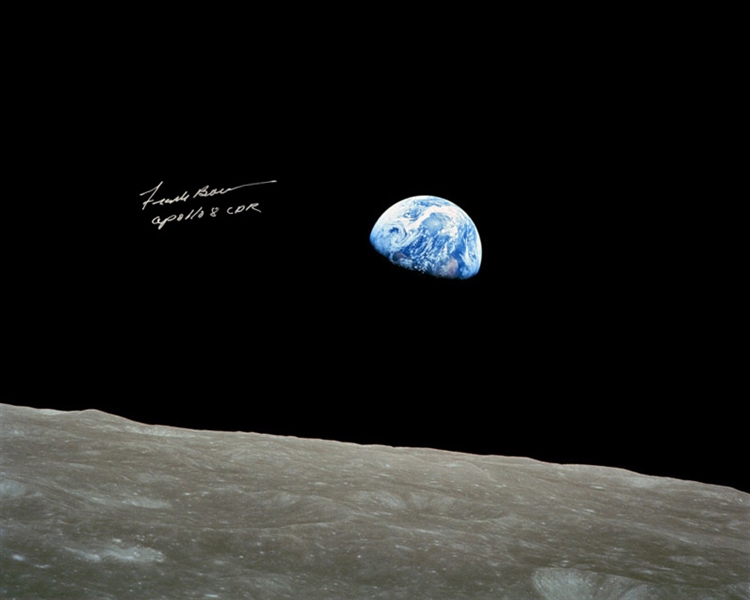 Frank Borman Signed 20'' x 16'' of the Earth, as Seen From the Moon