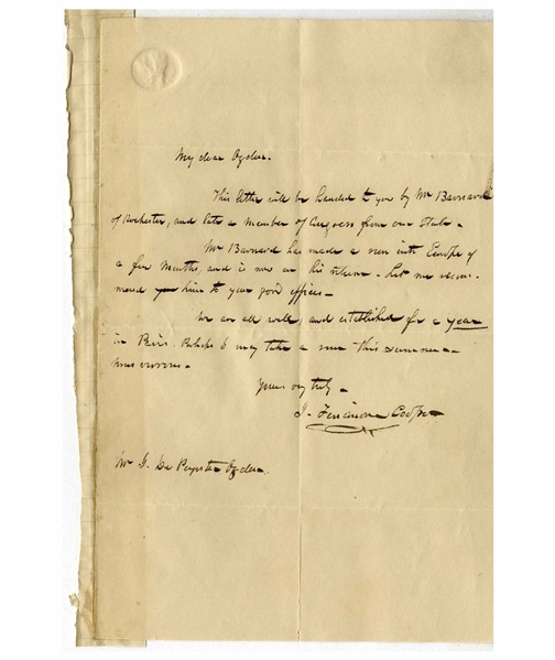 James Fenimore Cooper Autograph Letter Signed