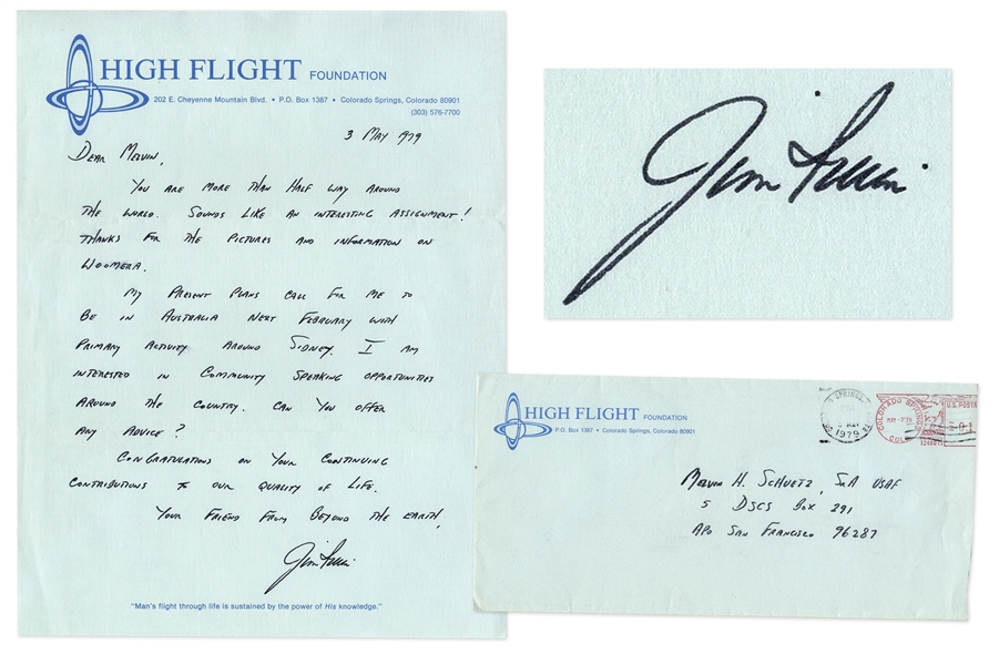 Jim Irwin Autograph Letter Signed From High Flight Foundation -- ''...Your friend from beyond the Earth...''