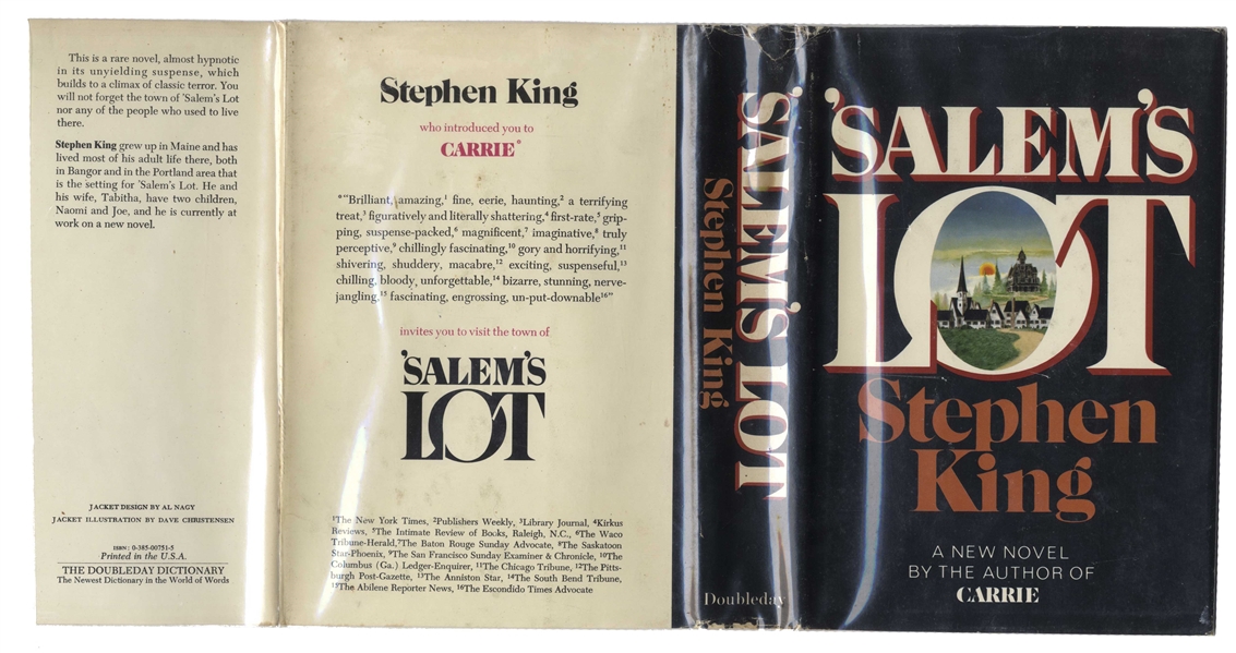 Stephen King Signed Copy of '''Salem's Lot'' -- ''remember: they only come out at night!''