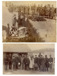 Two Original Sioux Photographs From 1891 -- One Photograph Shows "Bureal of the Dead at the BattleField of Wounded Knee" -- Other Photo Shows Lakota Sioux With Buffalo Bill Cody