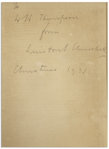 Winston Churchill Signed First U.S. Edition of ''A Roving Commission, My Early Life''