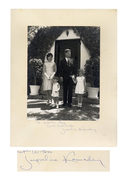 Jackie Kennedy Signed Photo of the Kennedy Family at the Winter White House in Palm Beach -- From Their Last Easter Together in 1963