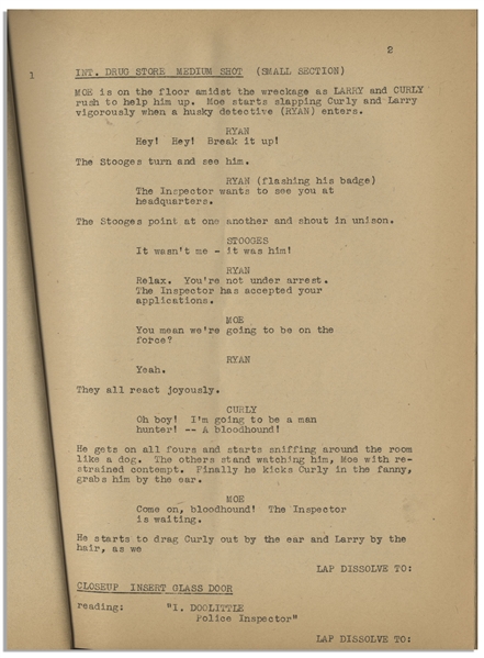 Moe Howard's 27pp. Script Dated June 1942 for The 1943 Three Stooges Film ''Dizzy Detectives'' -- Archival Repair to Cover, Else Very Good Condition