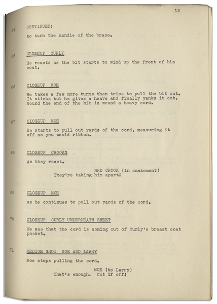 Moe Howard's 26pp. Script Dated May 1943 for The Three Stooges Film ''A Gem of a Jam'' -- With 5 Additional Pages of Script Changes -- Archival Repair to Cover, Otherwise Very Good Condition