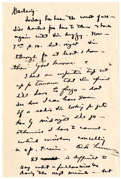 Dwight Eisenhower WWII Autograph Letter Signed -- ''...I've dashed from here to there & back again until I'm dizzy...'' -- Eisenhower Signs DE, Then Scratches It Out, Writing ''Ike'' to His Wife...
