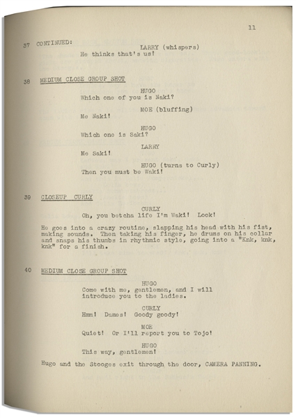 Moe Howard's 26pp. Script Dated April 1944 for The Three Stooges Film ''No Dough Boys'', With Working Title ''The New World Odor'' -- Very Good Condition