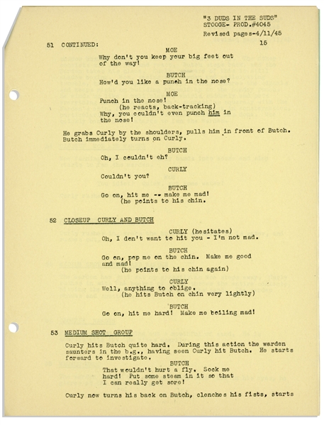 Moe Howard's 18pp. Script Dated April 1945 for The Three Stooges Film ''Beer Barrel Polecats'', With Working Title ''3 Duds in the Suds'' -- Very Good Condition