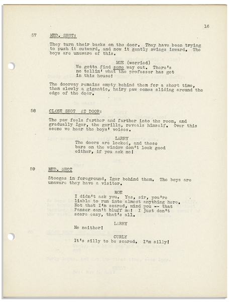 Moe Howard's 34pp. Script Dated March 1945 for The 1946 Three Stooges Film ''A Bird in the Head'' -- Very Good Condition
