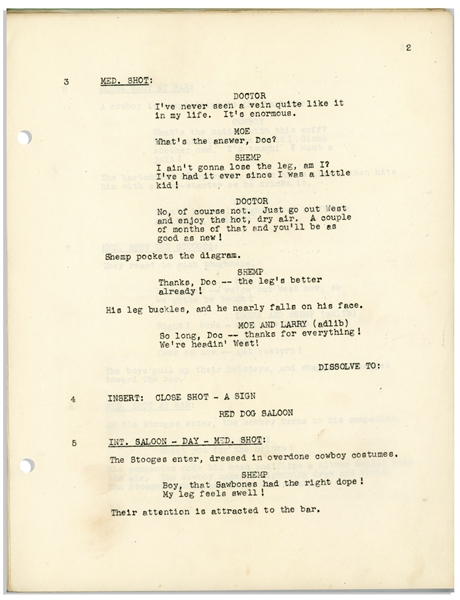 Moe Howard's 36pp. Script Dated June 1946 for The Three Stooges Film ''Out West'' -- With Note in Moe's Hand -- Very Good Condition