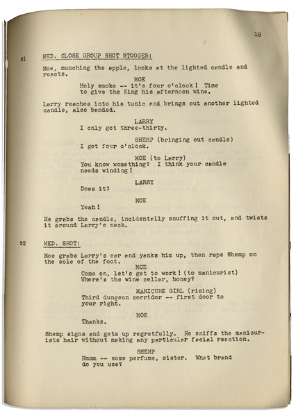 Moe Howard's 31pp. Script Dated June 1947 for The Three Stooges Film ''Mummy's Dummies'' -- Light Dampstaining on Last Page & Back Cover, Else Very Good