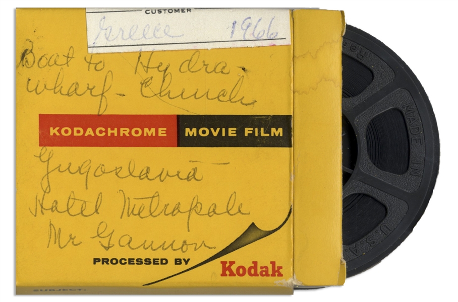 Moe Howard's Kodachrome Super 8 Home Movie Film Reel -- Labeled in Part ''Greece 1966'' & ''Yugoslavia'' -- Run-Time Approx. 3:30 Minutes, Clip of Film Online at NateDSanders.com