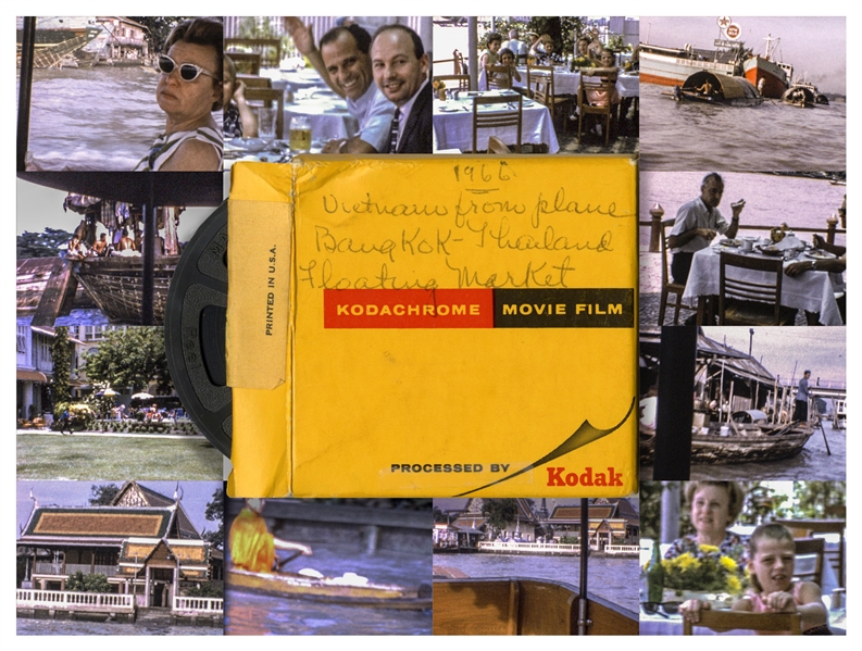 Moe Howard's Kodachrome Super 8 Home Movie -- Labeled in Part ''Vietnam from plane / Bangkok'', With Postmark From April 1966 -- Run-Time Approx. 3:30 Minutes, Clip of Film Online at NateDSanders.com