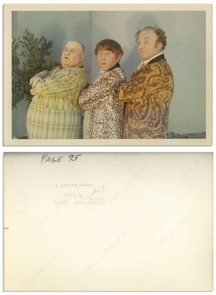 Lot of 12 Glossy Photos With Moe, Curly Joe & Emil Sitka -- Circa 1970 -- 11 Photos Measure 10 x 8, 1 Color Photo Measures 5 x 3.5 -- Very Good