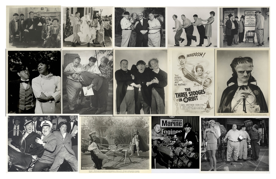 Lot of 100  8 x 10 Photos, Most of The Three Stooges With Curly Joe -- From Their Films & Appearances, About Half From The Outlaws IS Coming! Including Photos of Other Cast Members -- Very Good