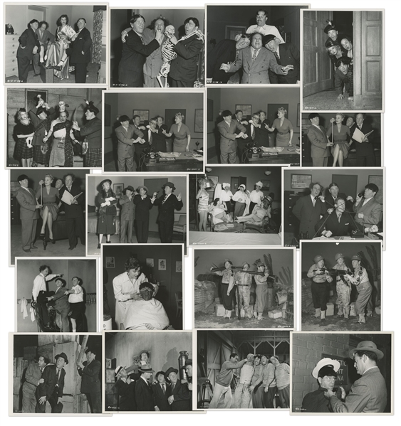 Lot of Twenty 10 x 8 Glossy Photos From Various Three Stooges Films: 11 From Blunder Boys, 4 From Fling in the Ring, 3 From Don't Throw That Knife & 2 From Scotched in Scotland -- Very Good