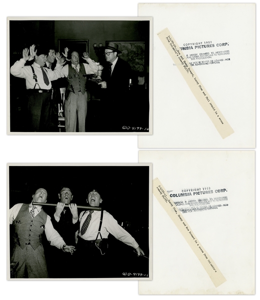 20 Photos of The Three Stooges, From Films & Public Appearances -- Both Glossy & Matte Measuring 10 x 8 (18 Photos); 7 x 9 (1) & 7 x 5 (1) -- Very Good -- List Online at NateDSanders.com