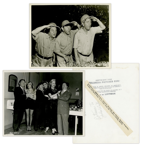 20 Photos of The Three Stooges, From Films & Public Appearances -- Both Glossy & Matte Measuring 10 x 8 (18 Photos); 7 x 9 (1) & 7 x 5 (1) -- Very Good -- List Online at NateDSanders.com