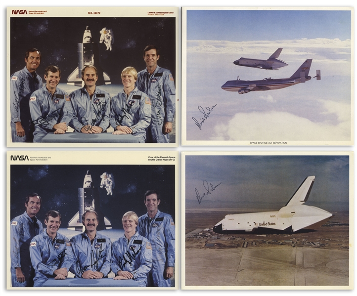 Lot of 8 Signed Photos Given by Dick Scobee to His Family -- Including Two Signed Photos of the 35 Astronaut Candidates Selected in January, 1978