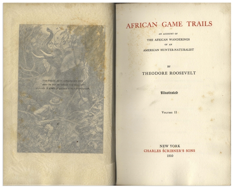 Theodore Roosevelt Signed Limited First Edition of ''African Game Trails'' -- Both Volumes Present in Original Leather Bindings