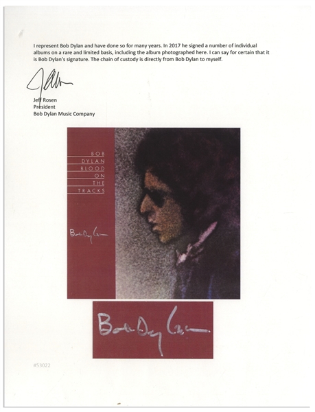 Bob Dylan Signed Album ''Blood on the Tracks'' -- With Roger Epperson & Jeff Rosen COAs