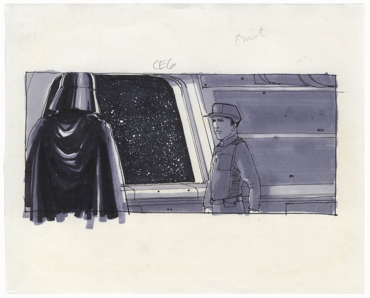 Storyboard From the ''Empire Strikes Back'' Depicting Darth Vader -- From the Collection of Art Director Joe Johnston
