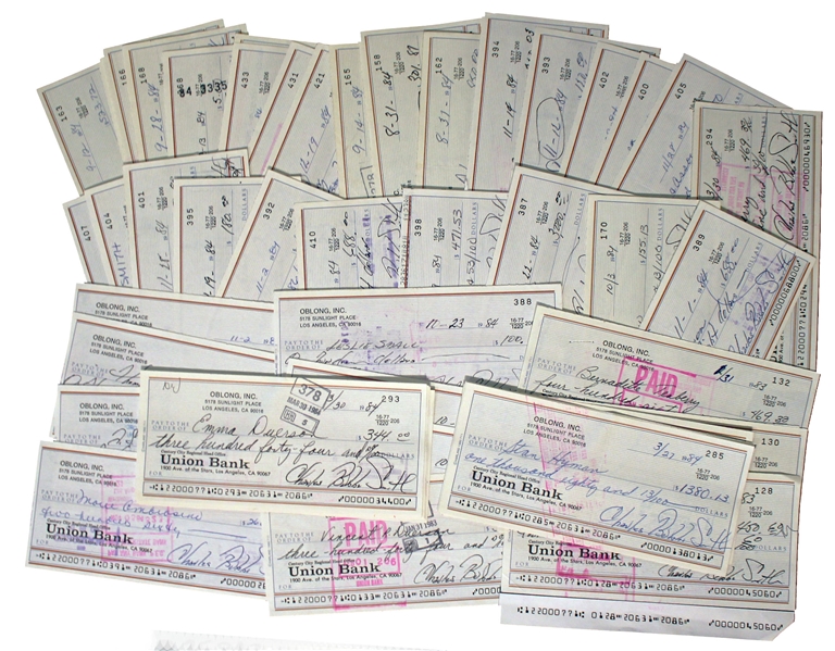 Lot of 50 Checks Signed by Charles ''Bubba'' Smith -- All Signed With His Name & Nickname, ''Charles Bubba Smith'' -- Very Good Condition
