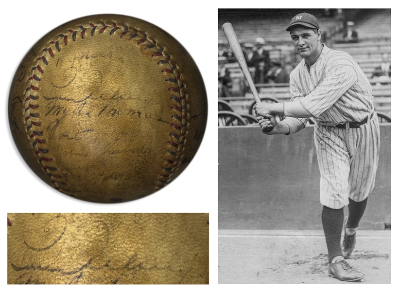 Yankees Team-Signed Ball From 1929, Featuring Babe Ruth's Signature on the Sweet Spot -- With PSA/DNA COA