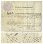 John Adams Military Document Signed as President, Appointing a Midshipman to the Navy in 1799 During the French-American Quasi-War