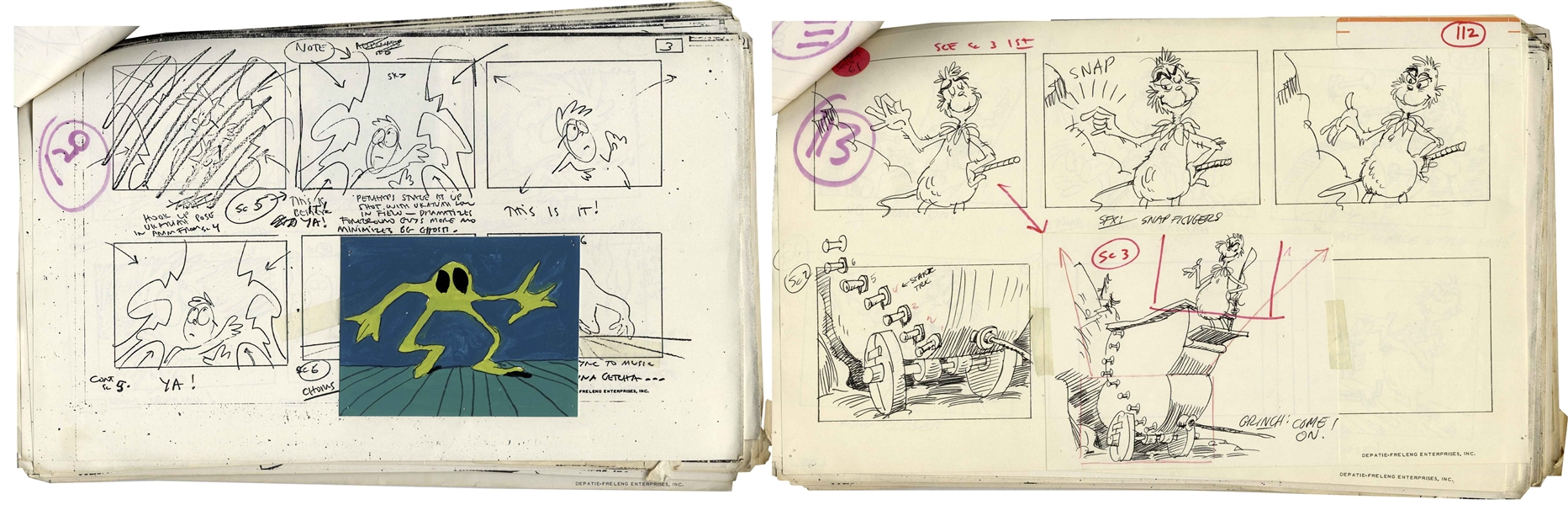 Original 1977 Storyboards for the Dr. Seuss ''Halloween Is Grinch Night'' Special -- Over 150 Pages of Graphic Storyboard Art With Narration Matching the Emmy Winning TV Special