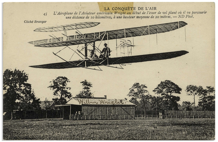 wilbur wright postcard signed from december 1908 during their
