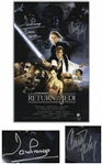 Carrie Fisher & Darth Vaders David Prowse Signed 10" x 16" Movie Poster Photo for "Return of the Jedi" -- With Steiner COA