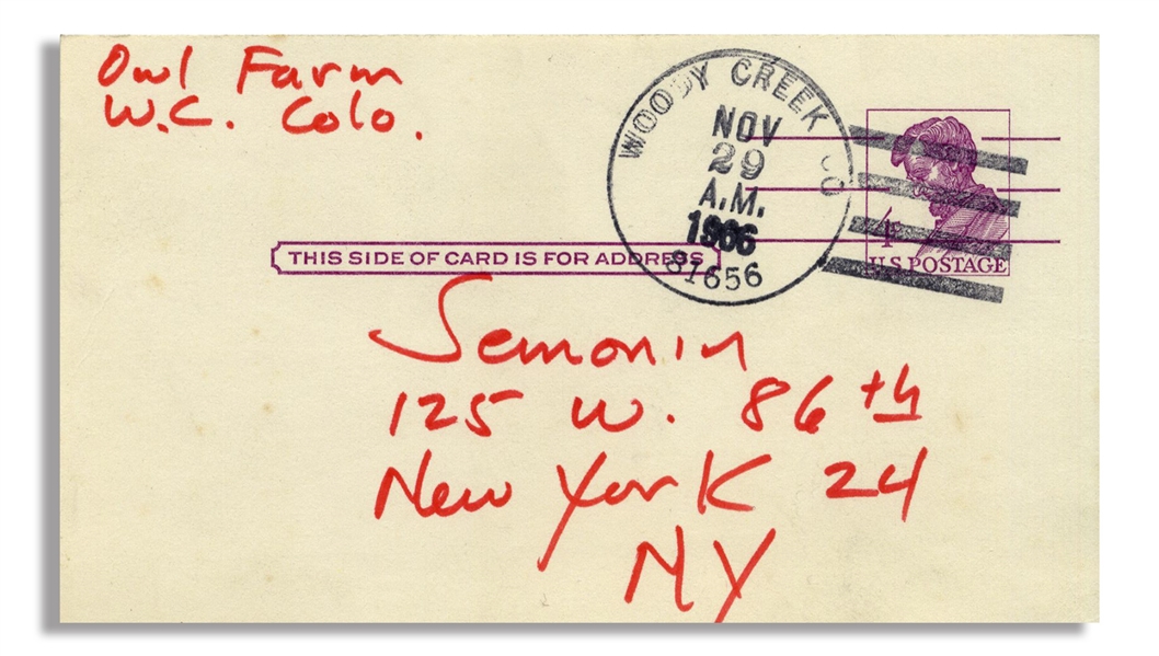 Hunter Thompson Autograph Letter -- …arm yourself - the dialogue is over - Johnson is brought to bay…