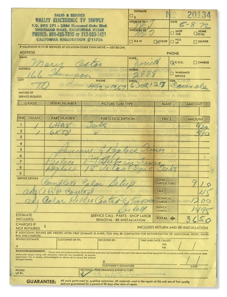 Mary Astor Collection of Carbon Documents Signed -- Including Two Motion Picture & Television Hospital Admittance Forms