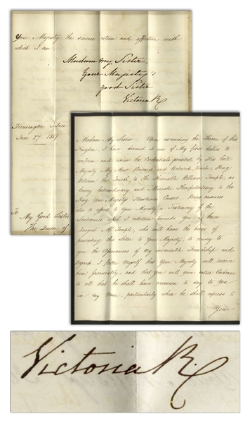 Lot Detail - Queen Victoria Letter Signed From 1837, Just 7 Days After Her  Ascension to Queen -- ''Upon ascending the throne of this Kingdom