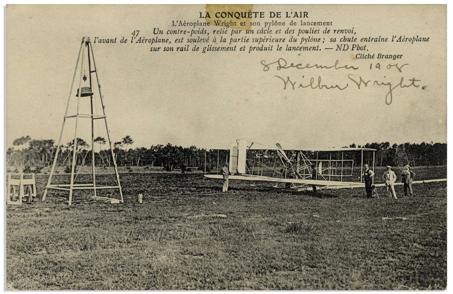 wilbur wright postcard signed from december 1908 during their