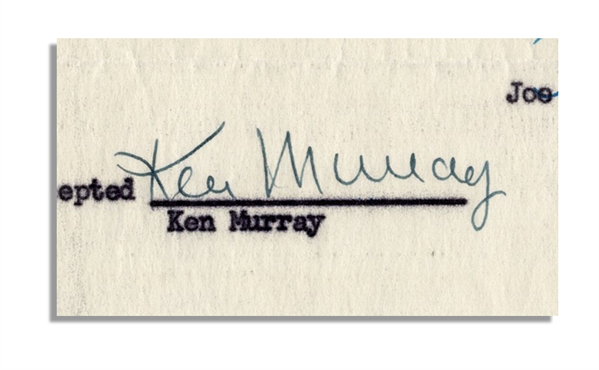Joe Rosenthal Document Signed From 1953 -- Also Signed by Comedian Ken Murray