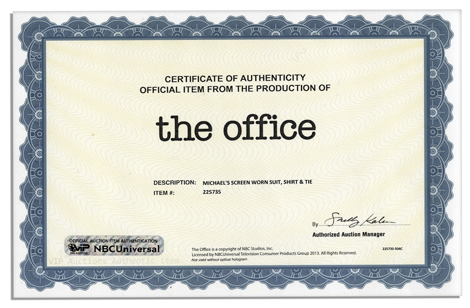 Steve Carell Screen-Worn Business Suit From ''The Office'' -- With a COA from NBC Universal