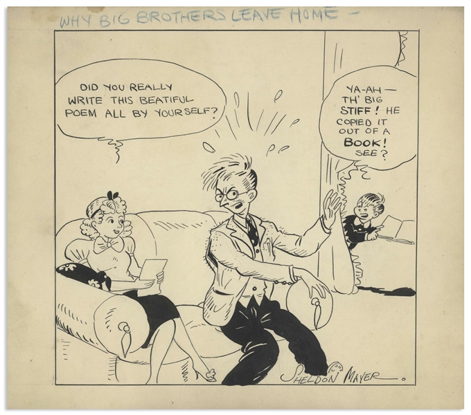 Sheldon Mayer Comic Sketch Circa Early 1930s, Pre-Scribbly Strip for ''Why Big Brothers Leave Home''