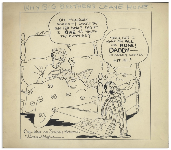 Sheldon Mayer Comic Sketch Circa Early 1930s, Pre-Scribbly Strip for ''Why Big Brothers Leave Home''