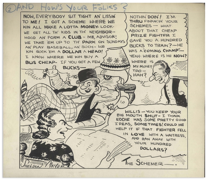 Sheldon Mayer Comic Art From Unpublished Strip ''And How's Your Folks?'', Circa Early to Mid-1930s