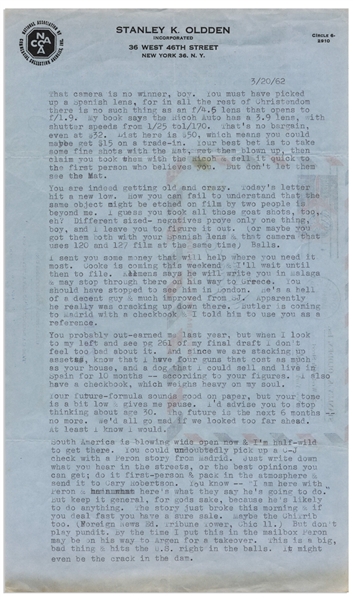 Hunter S. Thompson Letter From 1962 -- ''...Writing  novel is the shittiest thing a man can undertake...''