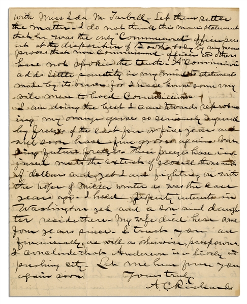 Lincoln Assassination Letter -- ''...Rev. [George] Porter...simply reiterates what he has heard from others although he writes as if he were stating matters he had witnessed in person...''