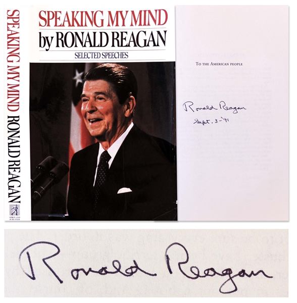 Ronald Reagan Signed First Edition of His Book ''Speaking My Mind''