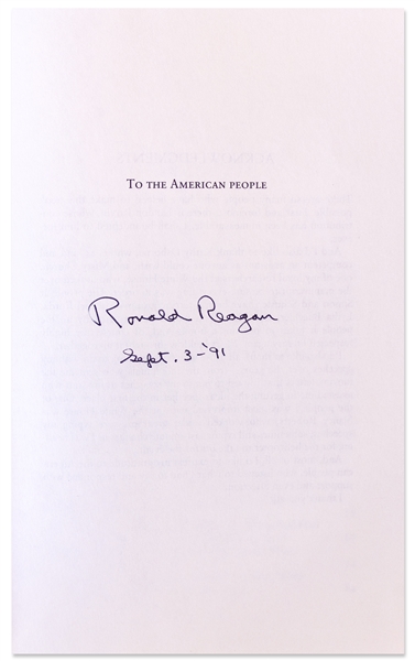 Ronald Reagan Signed First Edition of His Book ''Speaking My Mind''