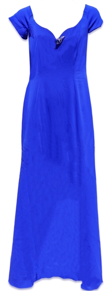 Whitney Houston Worn Electric Blue Badgley Mischka Evening Dress