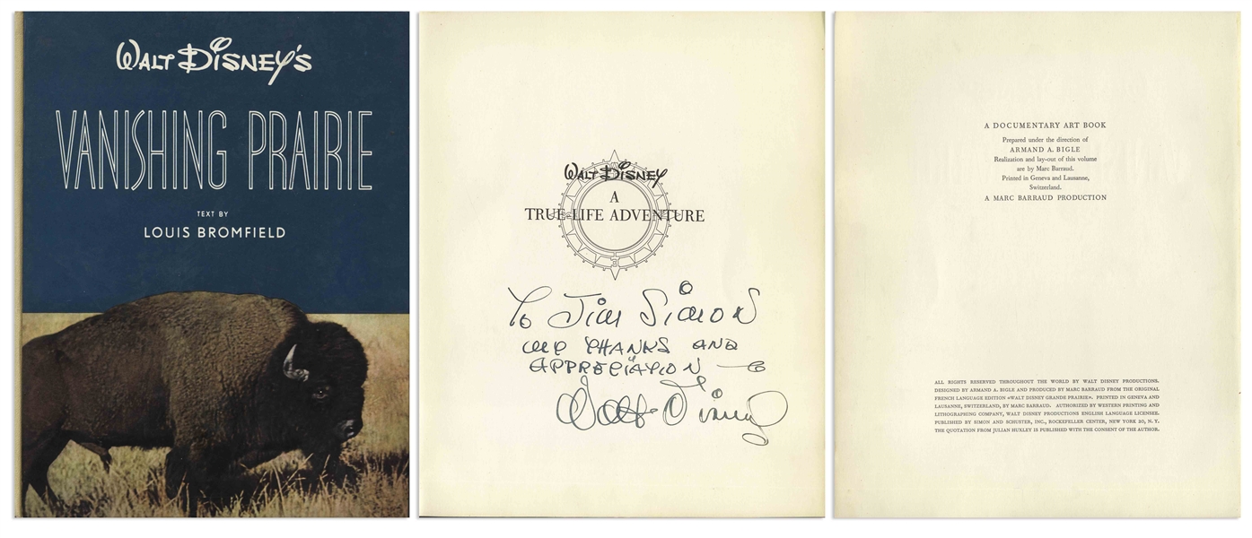 Walt Disney Lot of Three Signed Illustrated Books From the ''True-Life Adventures'' Nature Documentary Series -- Each Inscribed to Disney Cinematographer James Simon