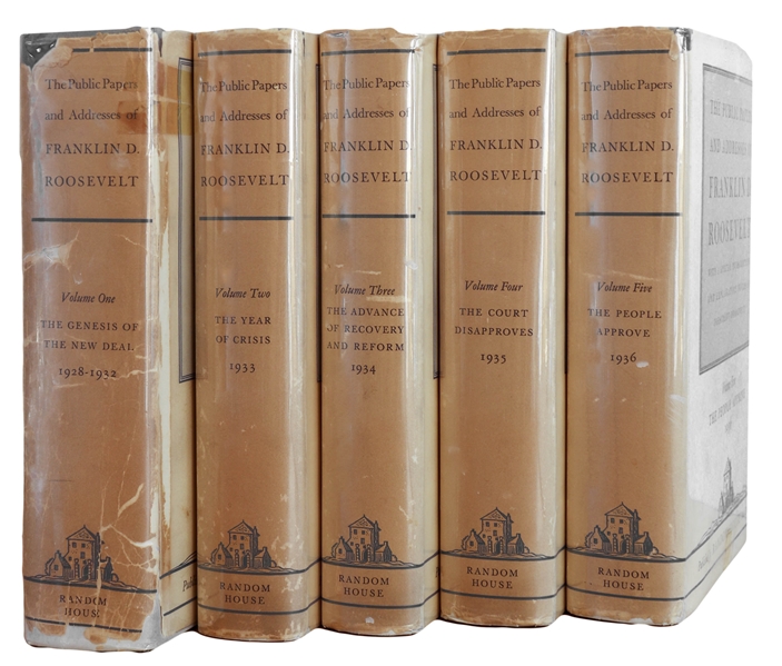 Franklin D. Roosevelt Signed First Edition of ''The Public Papers and Addresses of Franklin D. Roosevelt'' in Five Volumes