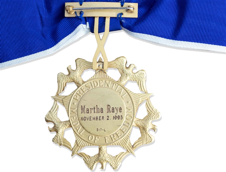 Presidential Medal of Freedom Awarded to Martha Raye for Her Service to the Troops During WWII, the Korean War and Vietnam -- The Highest Civilian Award of the United States and Scarce at Auction