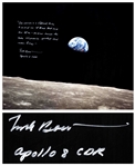 Frank Borman Signed 20 x 16 Earthrise Photo, With His Thoughts About the Moon: ...each one carries his own impression of what hes seen today...